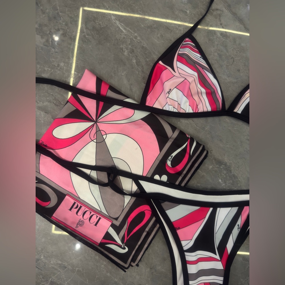 Emilio Pucci black polka dot bikini swimsuit with a headscarf - Picture 5 of 5